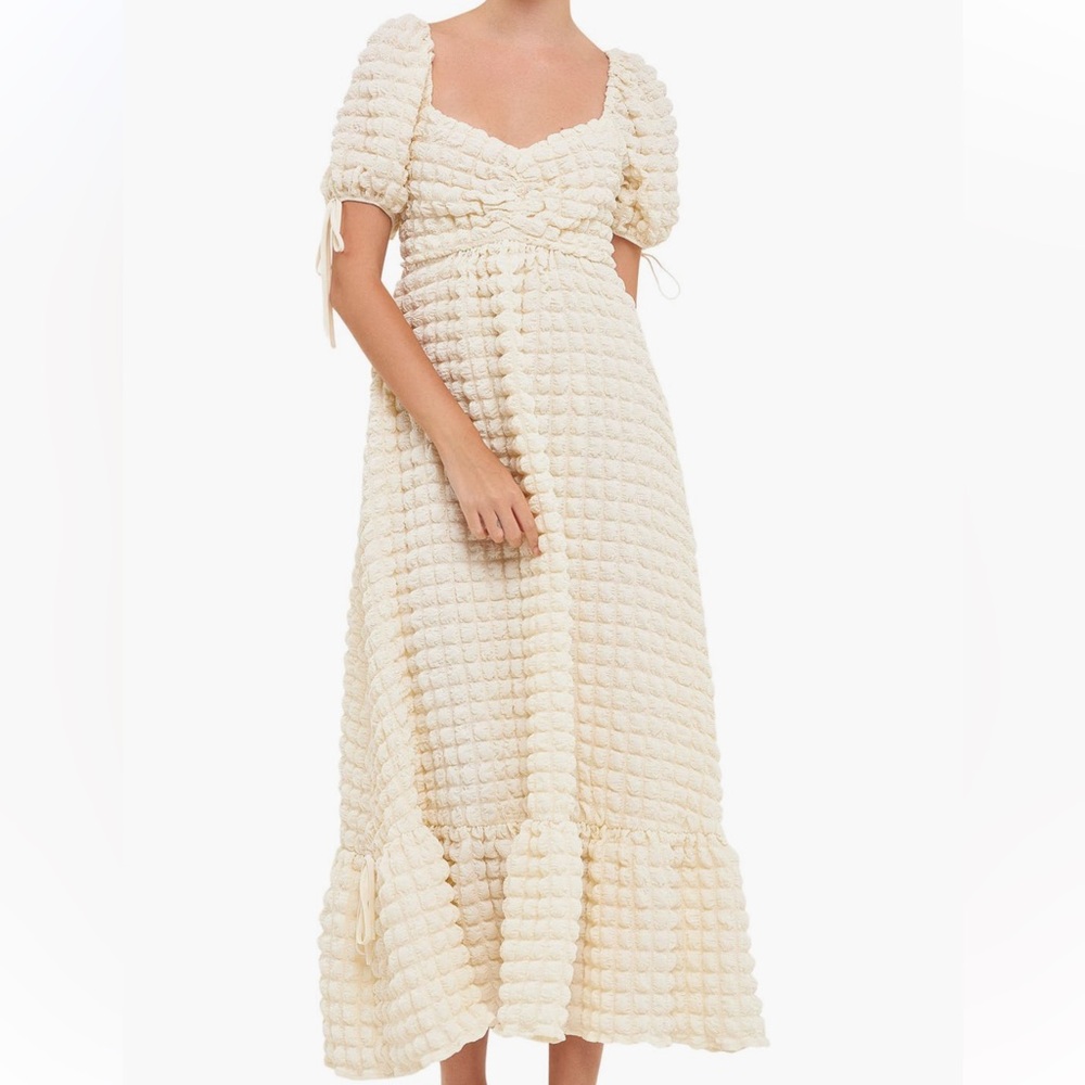 Endless Rose Textured Cream Midi Dress